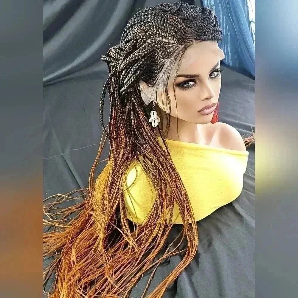 ๐ฅ Auburn Ombre Box Braids Wig w/Lace | Premium Synthetic | Heat Resistant - Picture 13 of 15